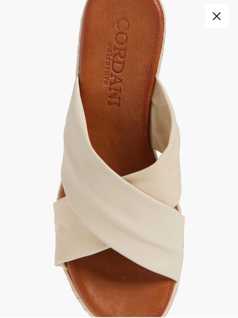 Cordani Cream Espadrille Wedge Slide Sandals